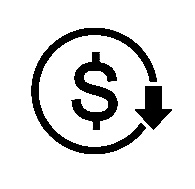Cost reduction icon. Dollar Down Icon vector