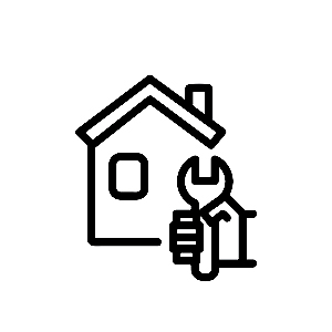 a repair icon that shows a wrench next to a house