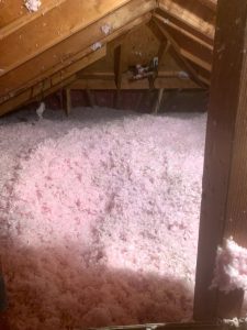 insulation blown into an attic