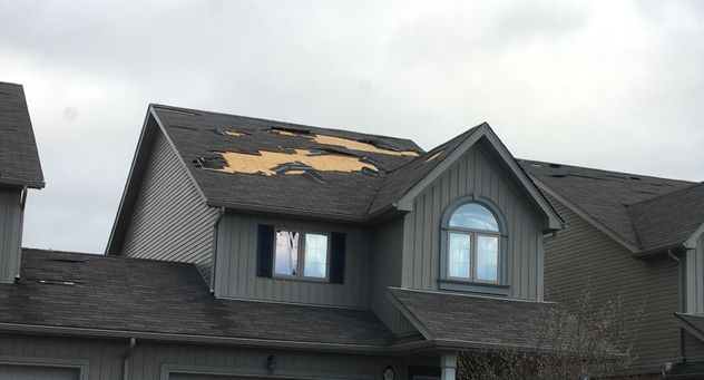 Shingle damage on house in Barrie