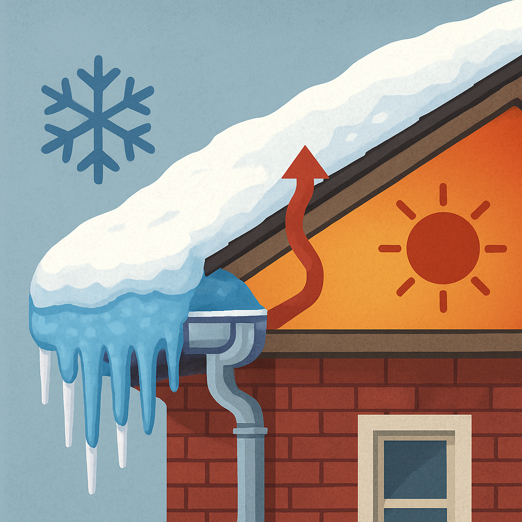 Ice damming on a roof
