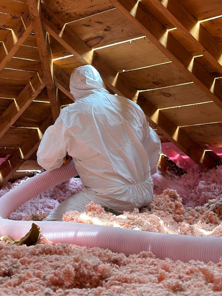 Blown-in attic insulation (Owens Corning Pro-Pink)
