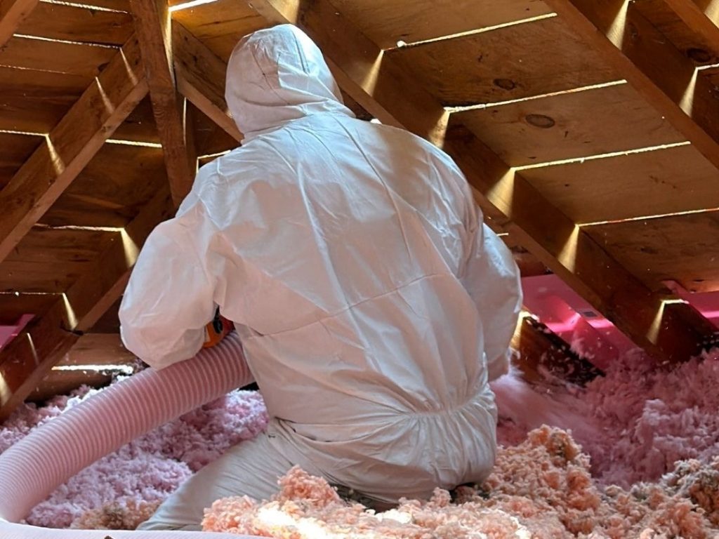 Blown-in attic insulation