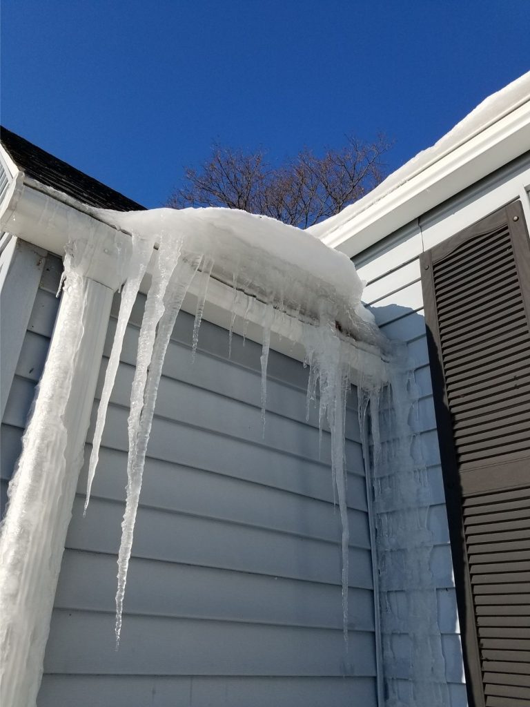 Ice dam on roof