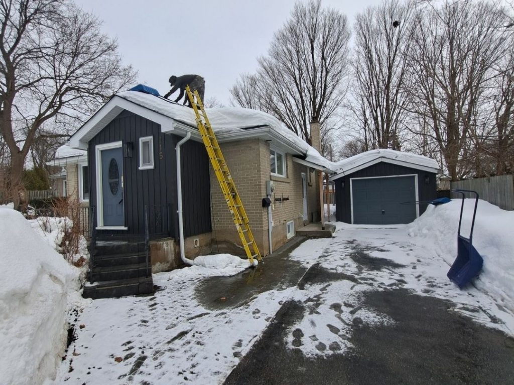 Manual rooftop snow removal and ice dam removal
