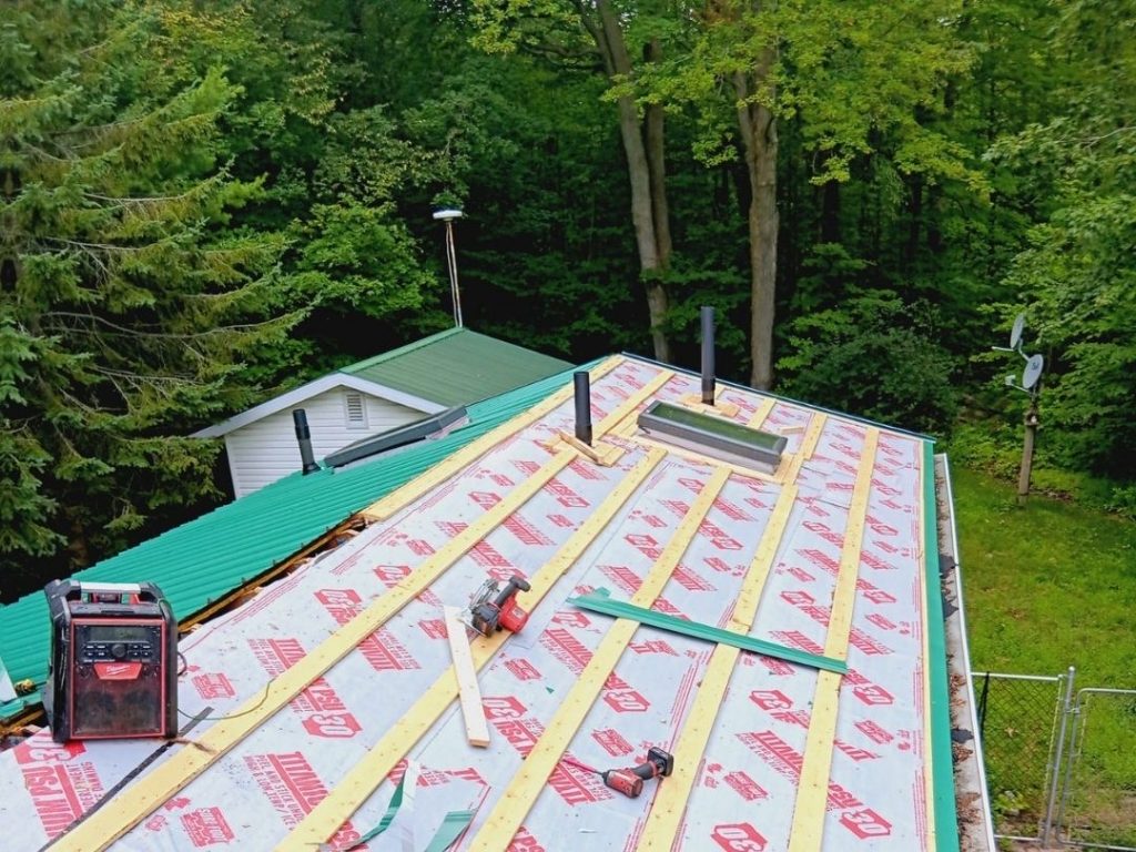 New metal roof installation